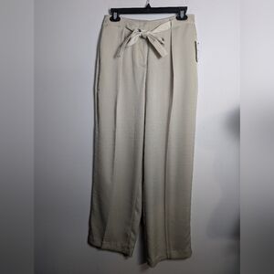 Dkny Wide Leg Pleated Satin Pants Belted  Champagne Sz 2
